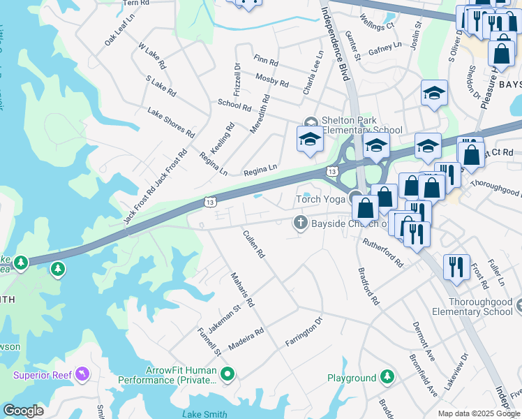 map of restaurants, bars, coffee shops, grocery stores, and more near 5004 Coltfield Court in Virginia Beach