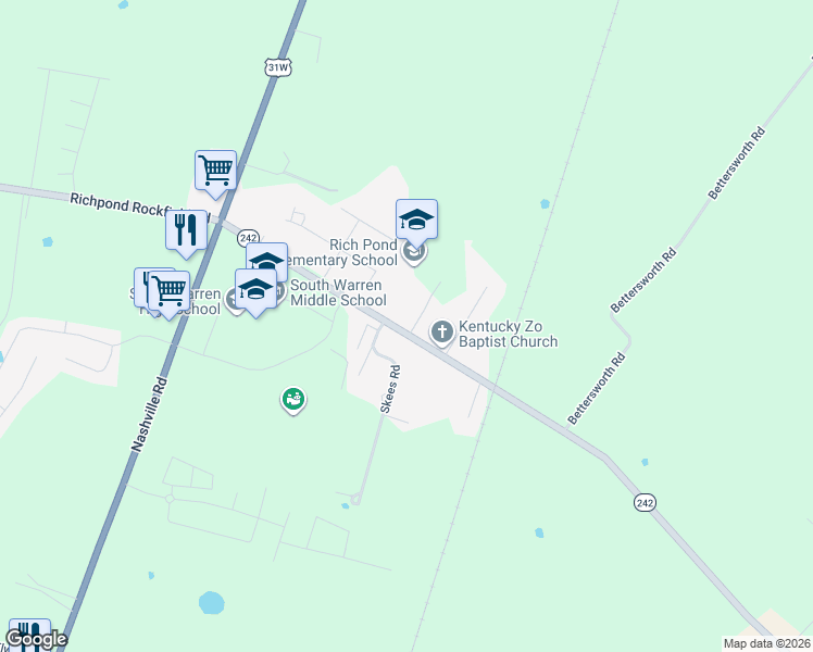 map of restaurants, bars, coffee shops, grocery stores, and more near 606 Rich Pond Road in Bowling Green