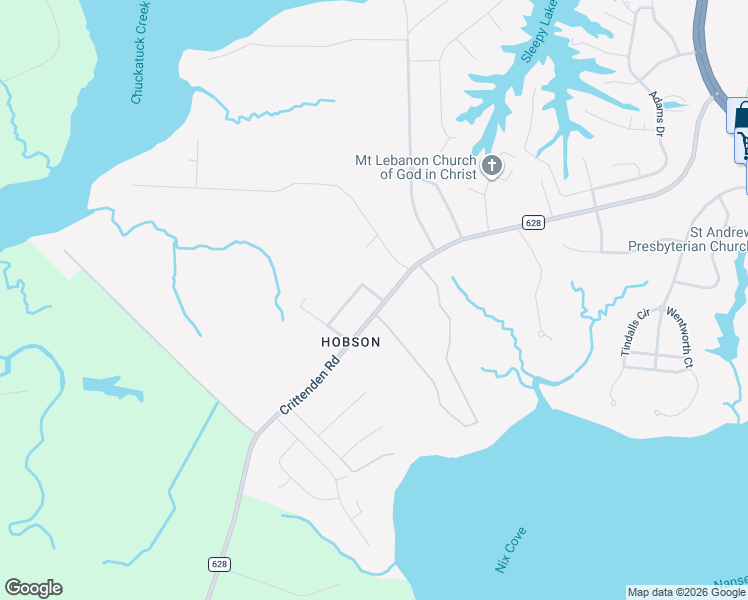 map of restaurants, bars, coffee shops, grocery stores, and more near 8361 Crittenden Road in Suffolk