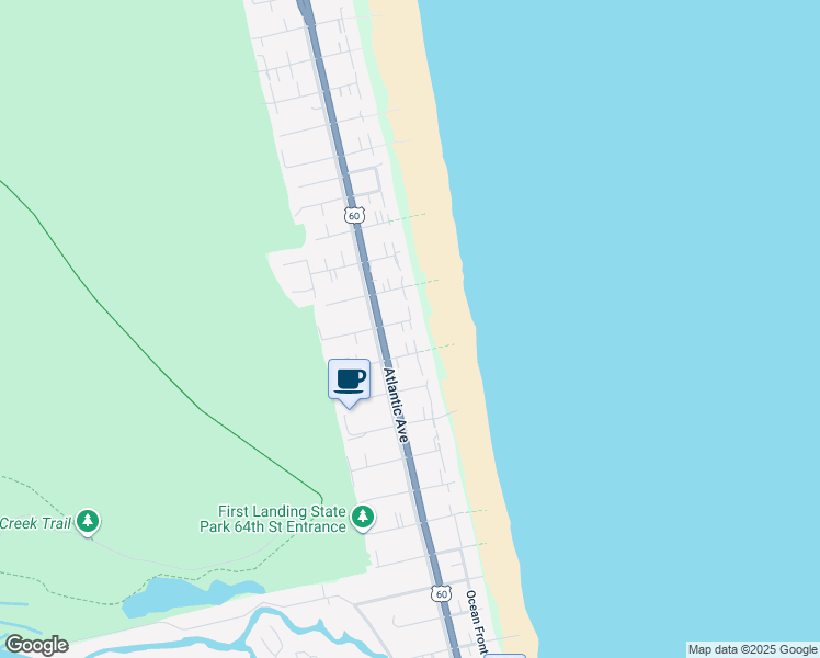 map of restaurants, bars, coffee shops, grocery stores, and more near 106 70th Street in Virginia Beach