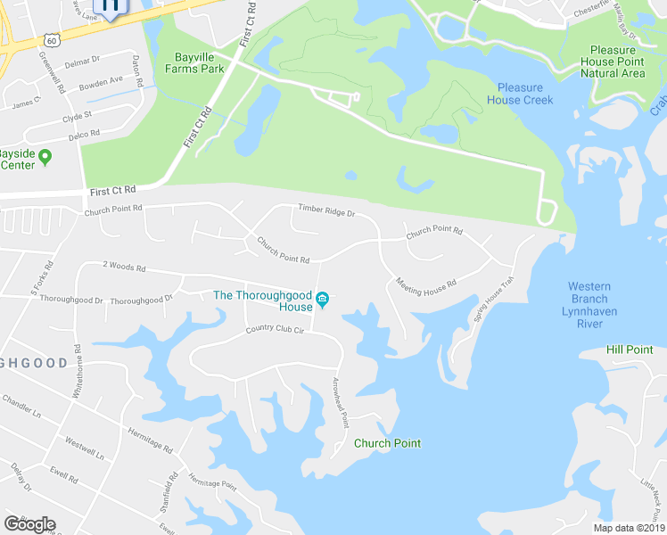 map of restaurants, bars, coffee shops, grocery stores, and more near 4021 Church Point Road in Virginia Beach