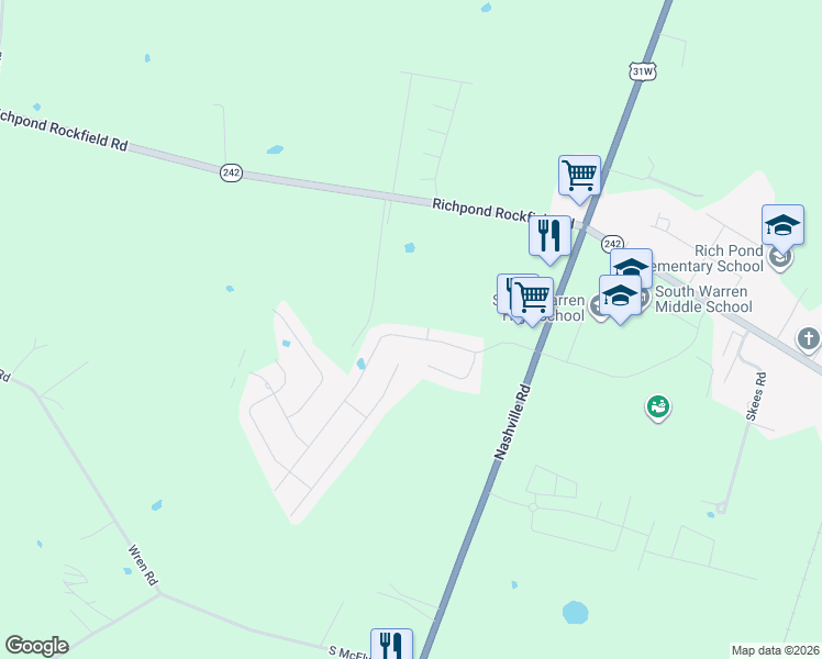 map of restaurants, bars, coffee shops, grocery stores, and more near South Glen Gables Boulevard in Bowling Green