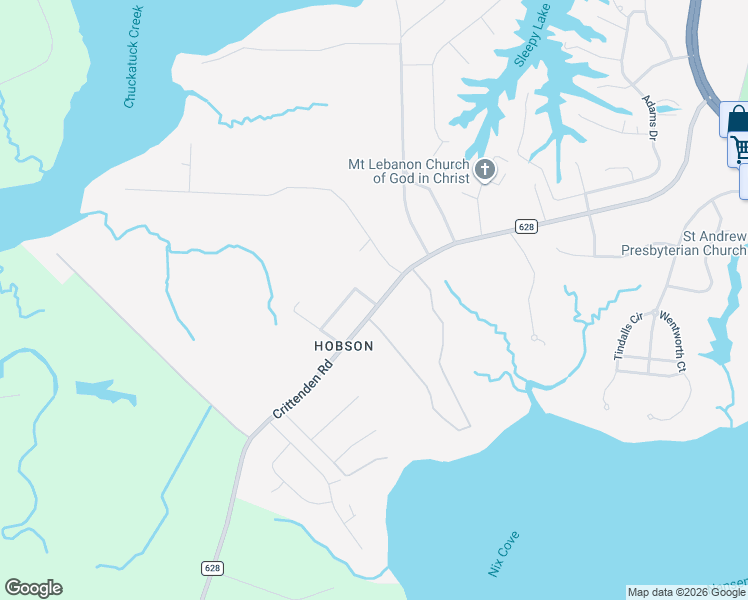 map of restaurants, bars, coffee shops, grocery stores, and more near 8361 Crittenden Road in Suffolk
