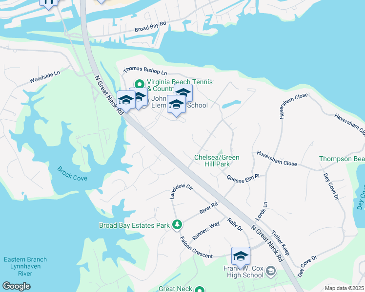map of restaurants, bars, coffee shops, grocery stores, and more near 1812 Claiborne Place in Virginia Beach