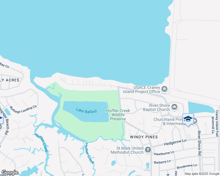 map of restaurants, bars, coffee shops, grocery stores, and more near 4708 River Shore Rd in Portsmouth