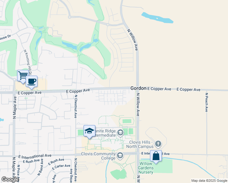 map of restaurants, bars, coffee shops, grocery stores, and more near 2797 East Copper Avenue in Clovis