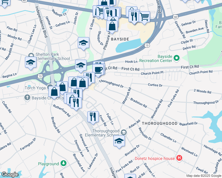 map of restaurants, bars, coffee shops, grocery stores, and more near 4712 Bradston Road in Virginia Beach