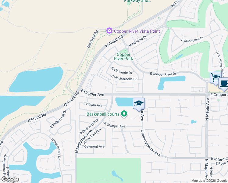 map of restaurants, bars, coffee shops, grocery stores, and more near 11023 North Via Argenta Way in Fresno
