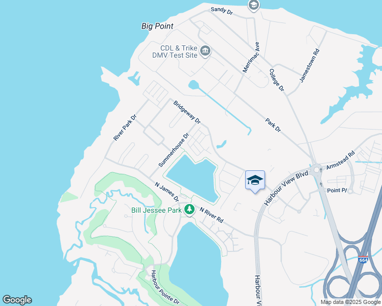 map of restaurants, bars, coffee shops, grocery stores, and more near 128 Sharpe Drive in Suffolk