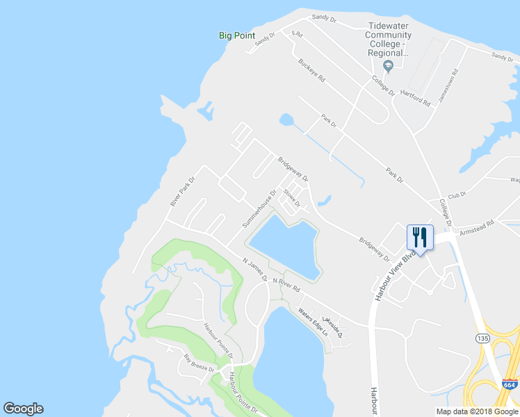 map of restaurants, bars, coffee shops, grocery stores, and more near 3121 Summerhouse Drive in Suffolk