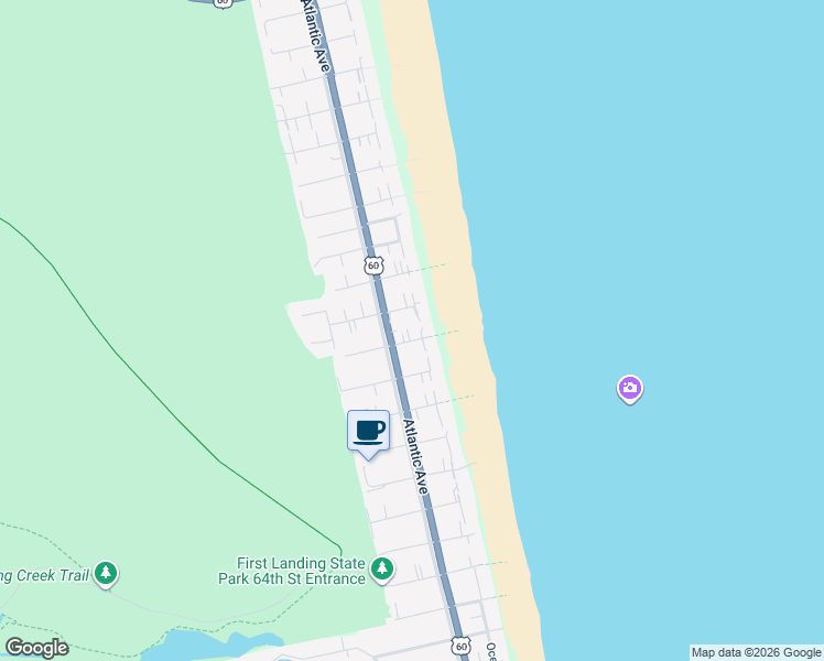 map of restaurants, bars, coffee shops, grocery stores, and more near 7109 U.S. 60 in Virginia Beach