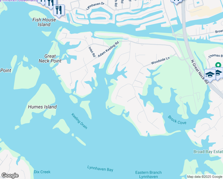 map of restaurants, bars, coffee shops, grocery stores, and more near 2924 Estates Drive in Virginia Beach