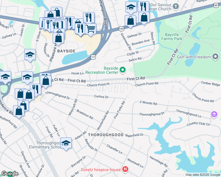 map of restaurants, bars, coffee shops, grocery stores, and more near 1705 Maze Hill Mews in Virginia Beach
