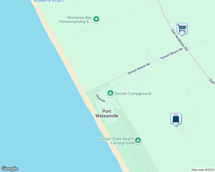 map of restaurants, bars, coffee shops, grocery stores, and more near Shell Drive in Santa Cruz County