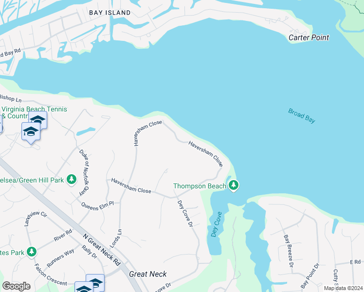 map of restaurants, bars, coffee shops, grocery stores, and more near 2328 Haversham Close in Virginia Beach