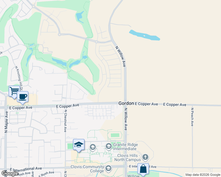 map of restaurants, bars, coffee shops, grocery stores, and more near 2865 East Escarpa Drive in Fresno