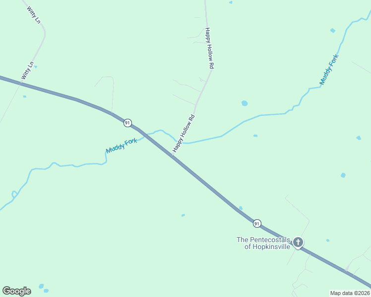 map of restaurants, bars, coffee shops, grocery stores, and more near Happy Hollow Road in Hopkinsville