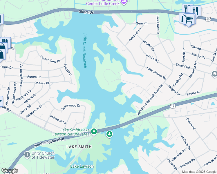map of restaurants, bars, coffee shops, grocery stores, and more near 5276 Shenstone Circle in Virginia Beach
