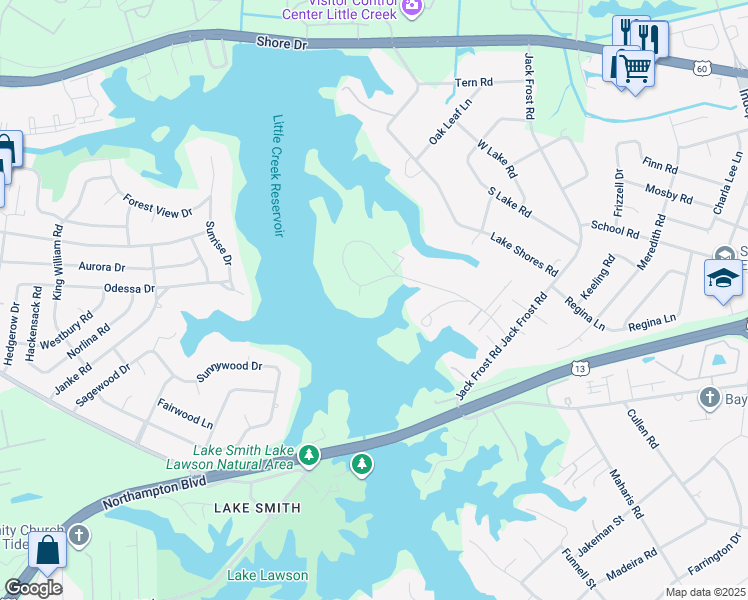 map of restaurants, bars, coffee shops, grocery stores, and more near 5284 Shenstone Circle in Virginia Beach