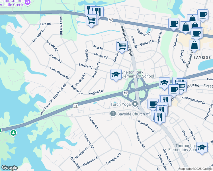 map of restaurants, bars, coffee shops, grocery stores, and more near 4917 Curling Road in Virginia Beach