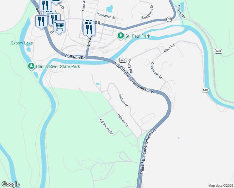 map of restaurants, bars, coffee shops, grocery stores, and more near 2713 Warren Drive in St. Paul
