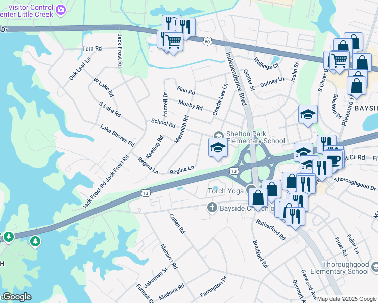 map of restaurants, bars, coffee shops, grocery stores, and more near 1716 Greenhouse Road in Virginia Beach