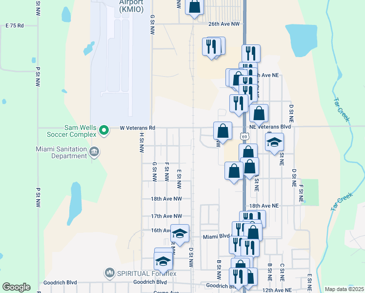 map of restaurants, bars, coffee shops, grocery stores, and more near 408 21st Avenue Northwest in Miami