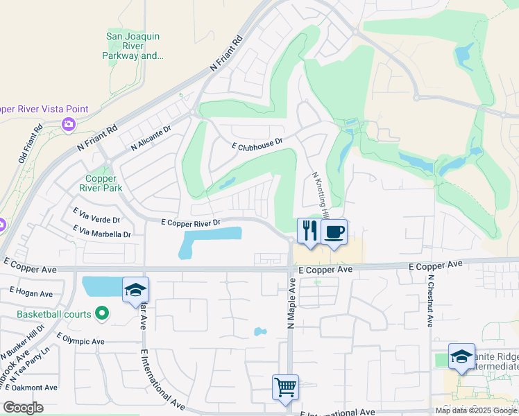 map of restaurants, bars, coffee shops, grocery stores, and more near 11326 North Garden Sage Avenue in Fresno