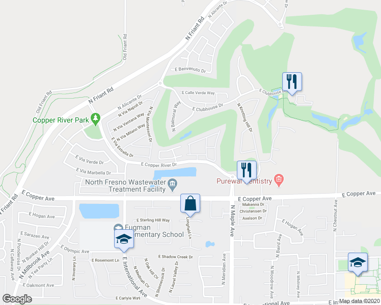 map of restaurants, bars, coffee shops, grocery stores, and more near 11335 North Cherry Sage Avenue in Fresno