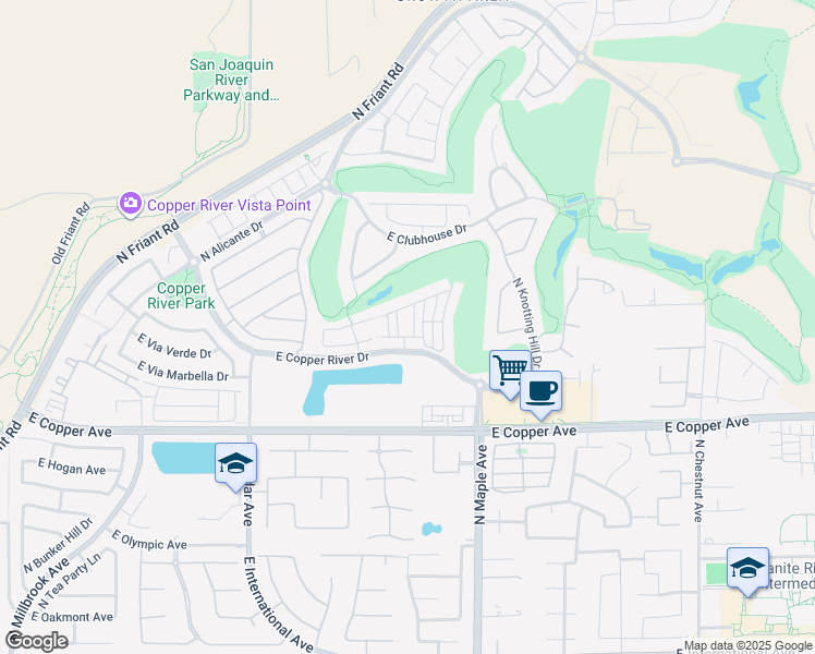 map of restaurants, bars, coffee shops, grocery stores, and more near 11330 North Sageberry Way in Fresno