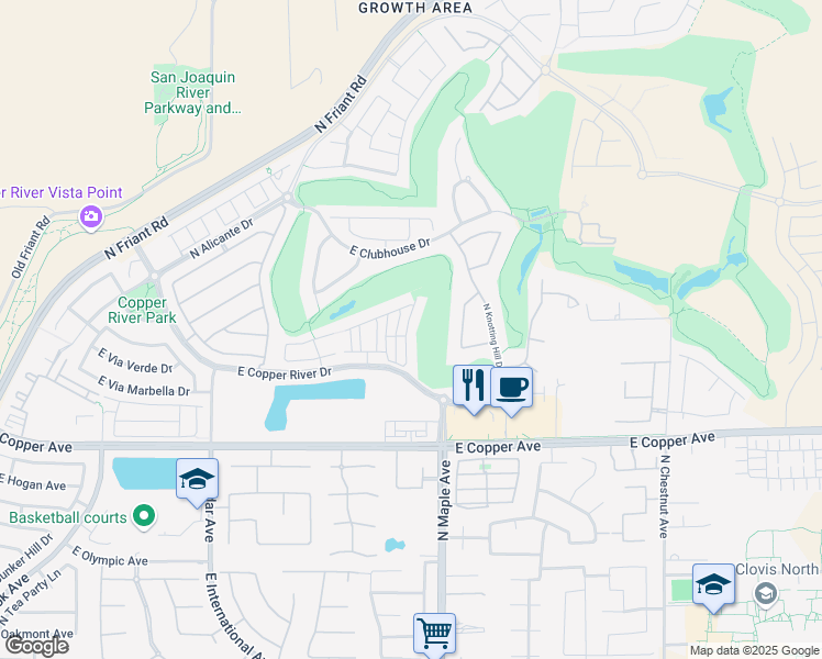 map of restaurants, bars, coffee shops, grocery stores, and more near 11338 North Blue Sage Avenue in Fresno