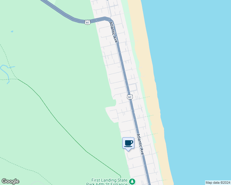 map of restaurants, bars, coffee shops, grocery stores, and more near 225 74th Street in Virginia Beach