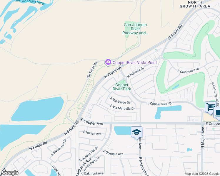 map of restaurants, bars, coffee shops, grocery stores, and more near 11294 North Via San Toma Drive in Fresno