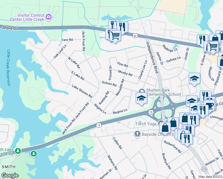 map of restaurants, bars, coffee shops, grocery stores, and more near 1737 Keeling Road in Virginia Beach