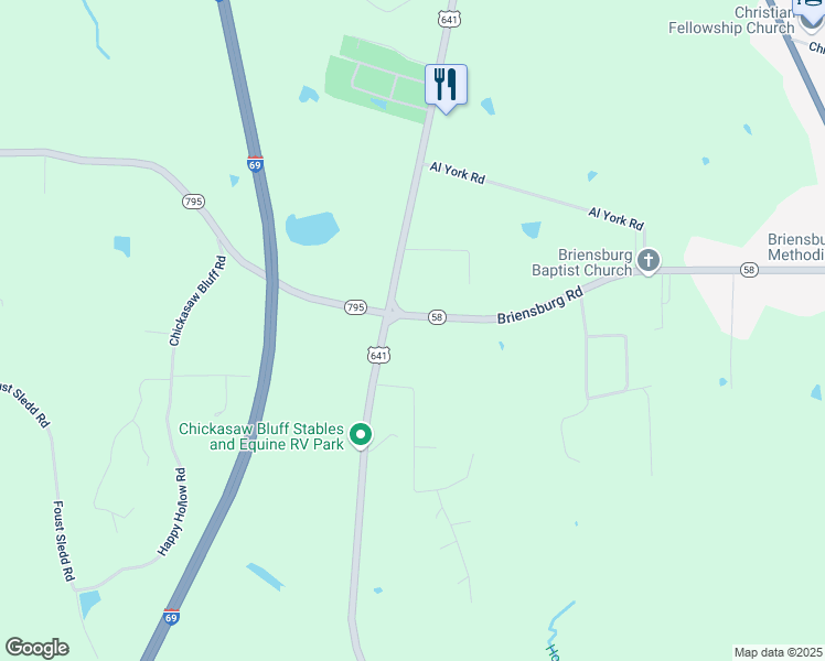 map of restaurants, bars, coffee shops, grocery stores, and more near 77 Briensburg Road in Benton
