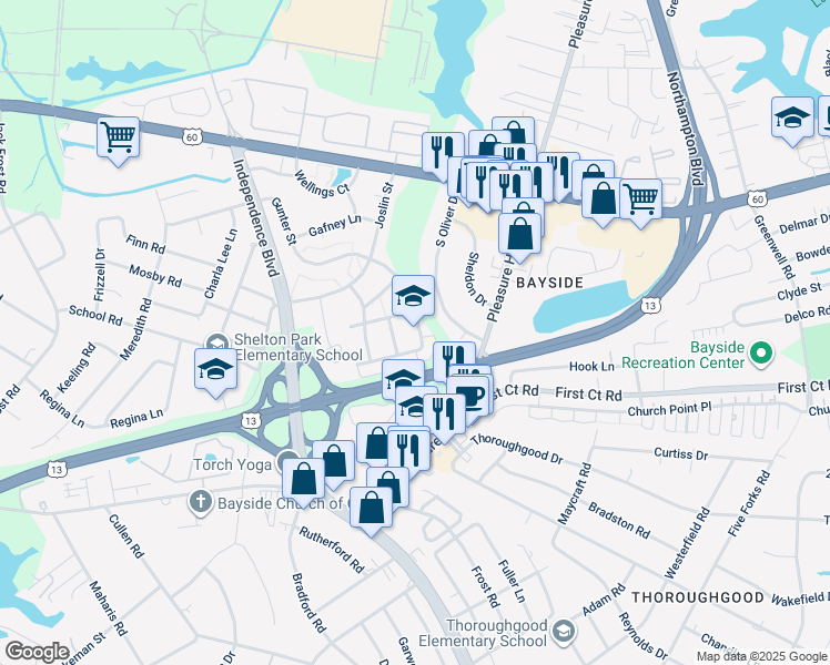 map of restaurants, bars, coffee shops, grocery stores, and more near in Virginia Beach