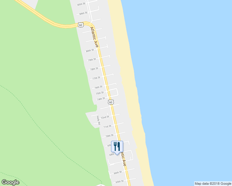 map of restaurants, bars, coffee shops, grocery stores, and more near 109 74th Street in Virginia Beach