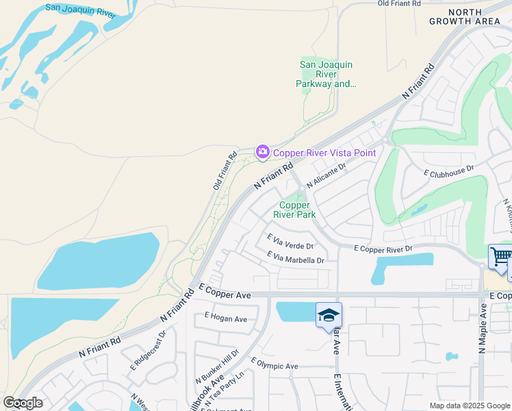 map of restaurants, bars, coffee shops, grocery stores, and more near 11294 North Via San Toma Drive in Fresno