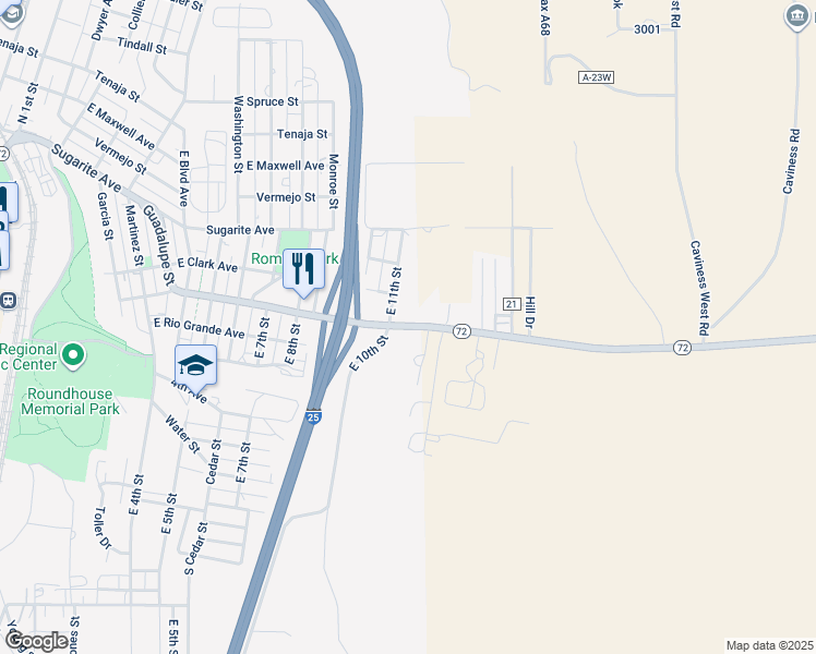 map of restaurants, bars, coffee shops, grocery stores, and more near 801 East Cook Avenue in Raton