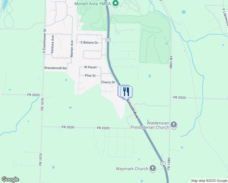 map of restaurants, bars, coffee shops, grocery stores, and more near Chestnut Street in Monett