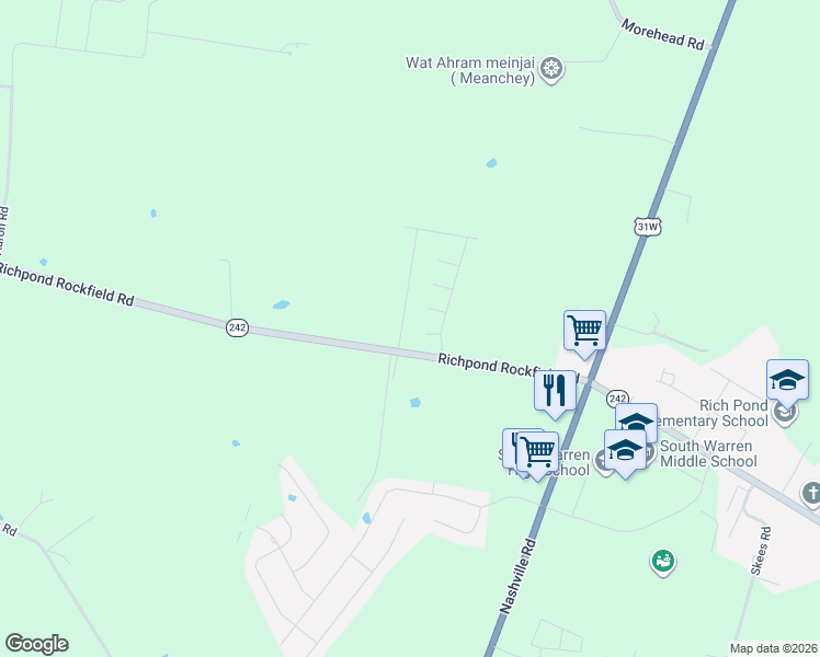 map of restaurants, bars, coffee shops, grocery stores, and more near 3066 Richpond Rockfield Road in Bowling Green