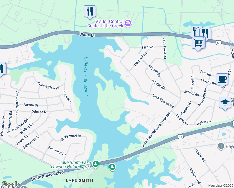 map of restaurants, bars, coffee shops, grocery stores, and more near 5224 Shenstone Circle in Virginia Beach