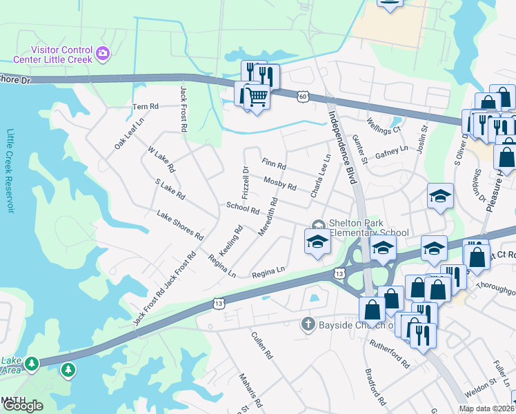 map of restaurants, bars, coffee shops, grocery stores, and more near 1737 Keeling Road in Virginia Beach