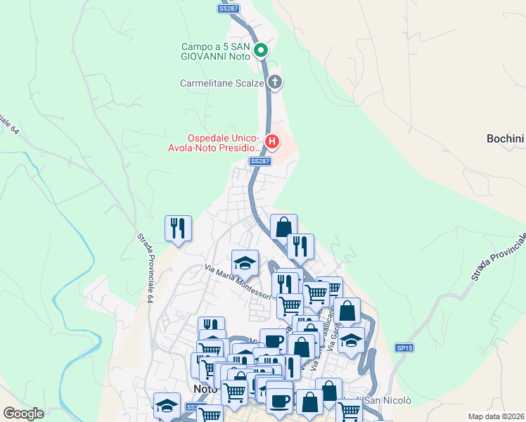 map of restaurants, bars, coffee shops, grocery stores, and more near in Noto