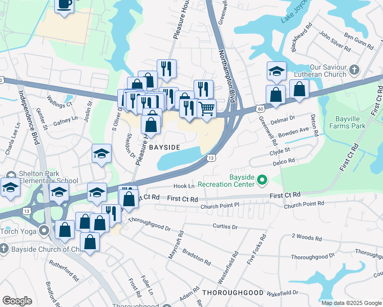 map of restaurants, bars, coffee shops, grocery stores, and more near 4717 Victory Road in Virginia Beach
