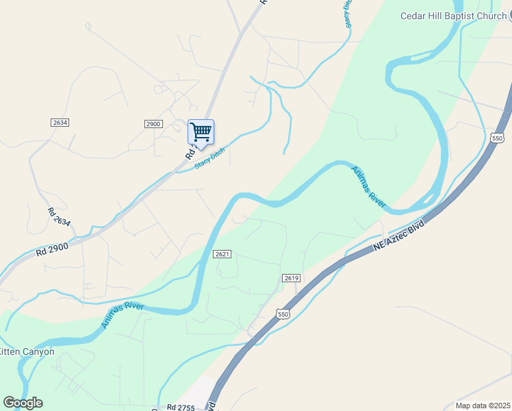 map of restaurants, bars, coffee shops, grocery stores, and more near 58 Road 2620 in Aztec