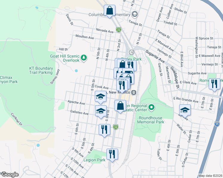 map of restaurants, bars, coffee shops, grocery stores, and more near 301 Cook Avenue in Raton