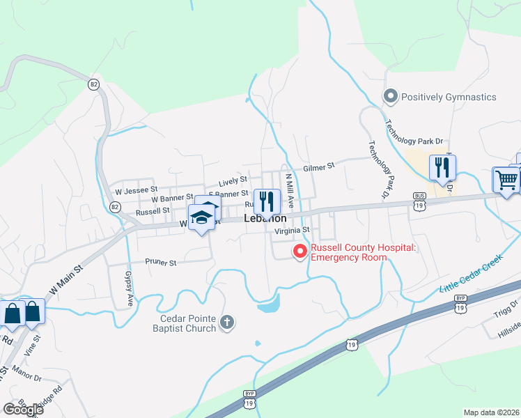 map of restaurants, bars, coffee shops, grocery stores, and more near in Lebanon