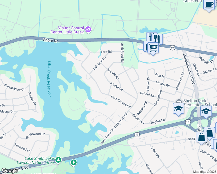 map of restaurants, bars, coffee shops, grocery stores, and more near 1909 Salk Street in Virginia Beach
