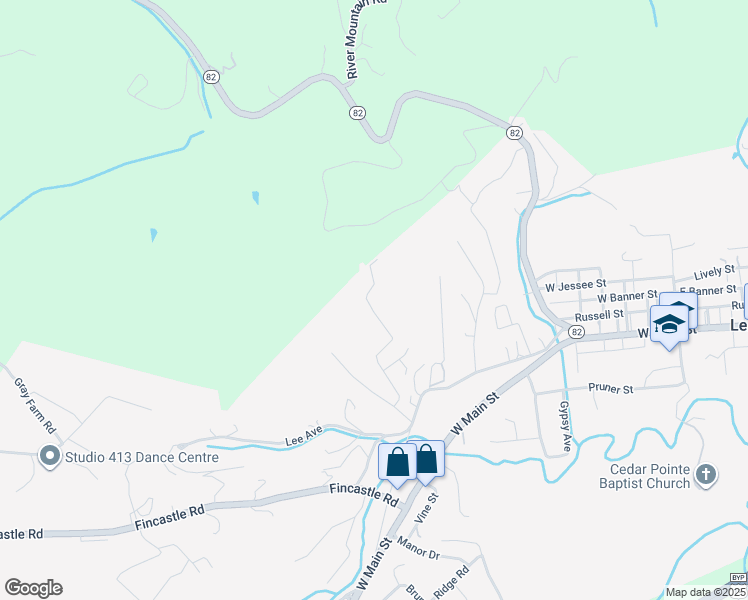 map of restaurants, bars, coffee shops, grocery stores, and more near 423-425 Rose Street in Lebanon